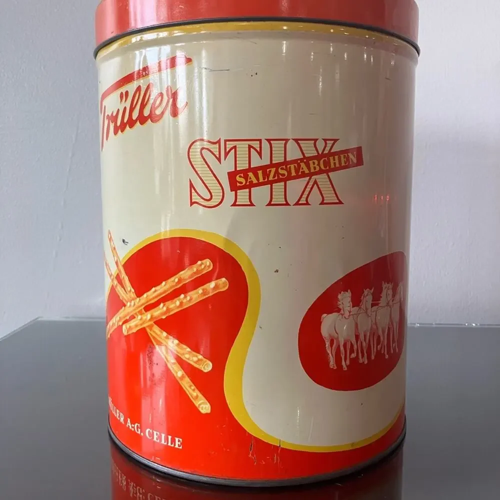 Vintage Stix Tin in Red and Cream Rare